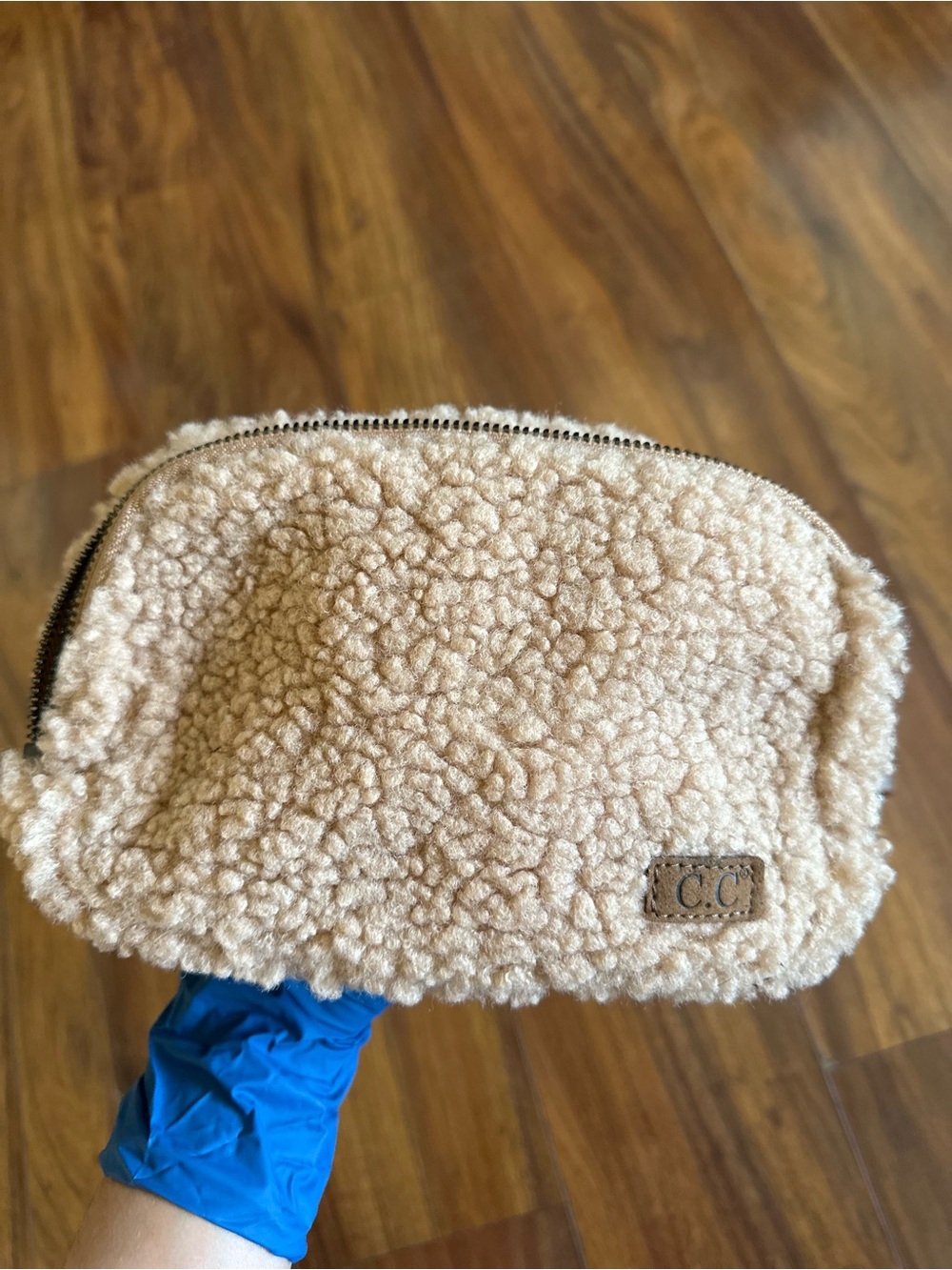 C.C Teddy Sherpa Belt Bag - Beige - Picture 2 of 10